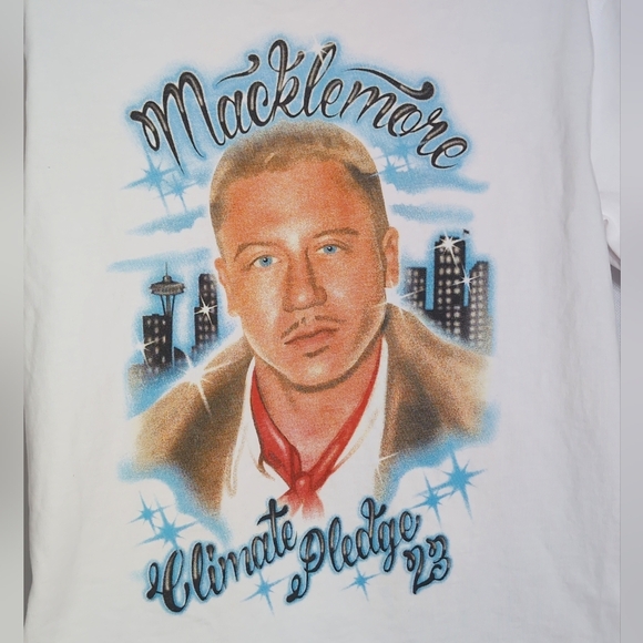 Bogey Boys L White Macklemore Climate Pledge 2023 23 Concert Shirt - Picture 3 of 6
